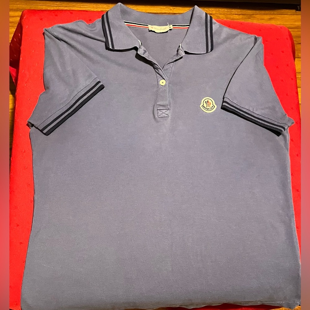 Authentic Moncler Slate Polo Shirt with Emblem